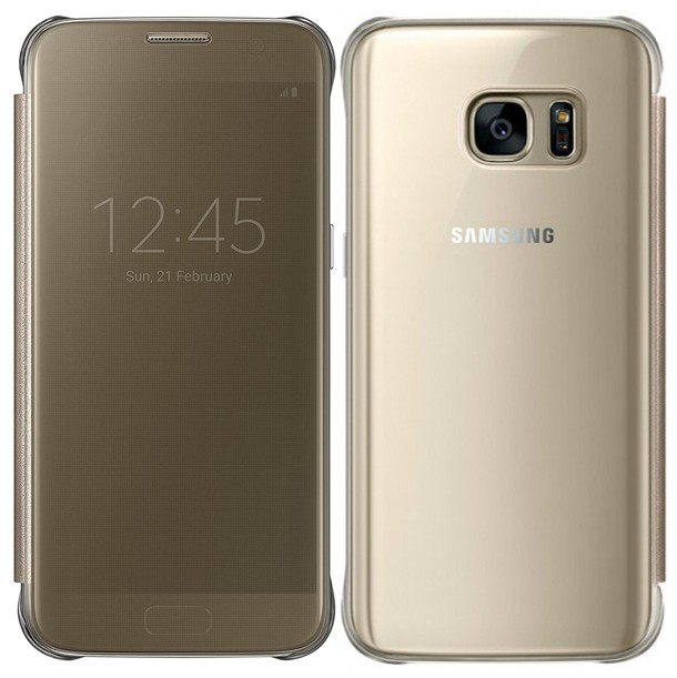 

Защитный смарт чехол книжка S-View Flip cover clear Samsung Galaxy S7 EF-ZG30 gold