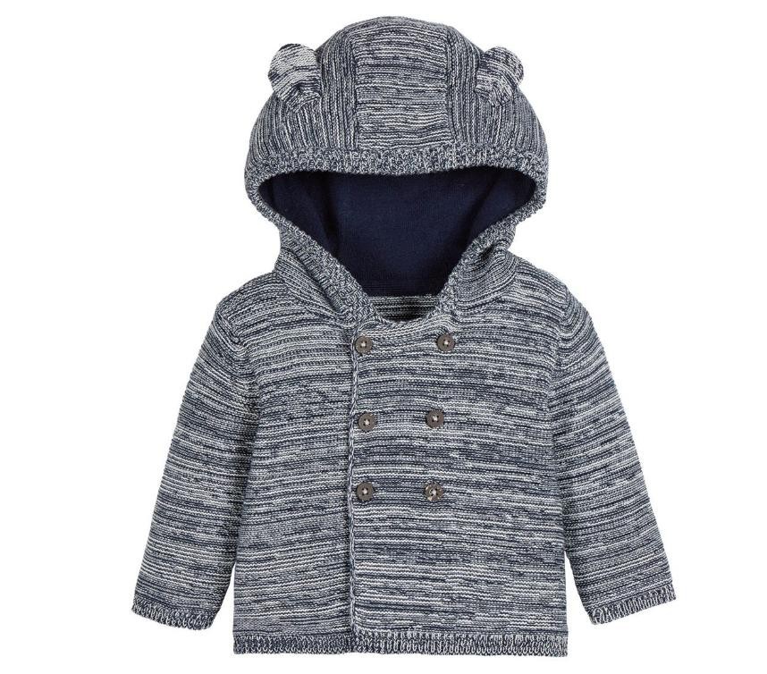 

Кофта Lupilu для мальчика вязанная на пуговицах серая с капюшоном Pure Collecnion 76 см