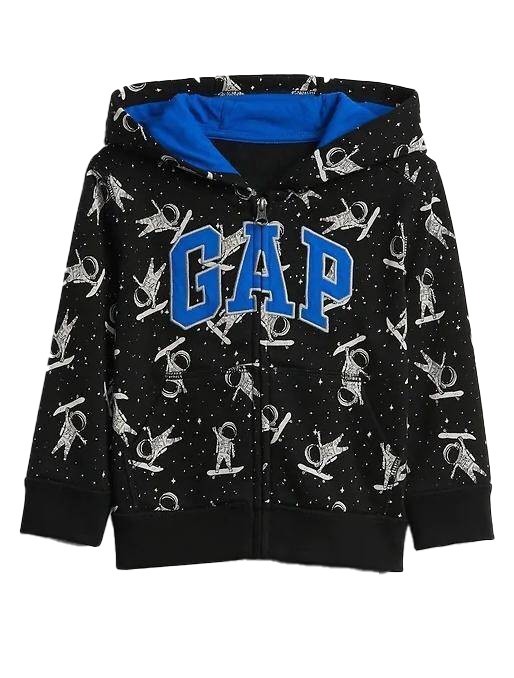 

Толстовка Gap для мальчика с капюшоном черная в космонавтах 98 см