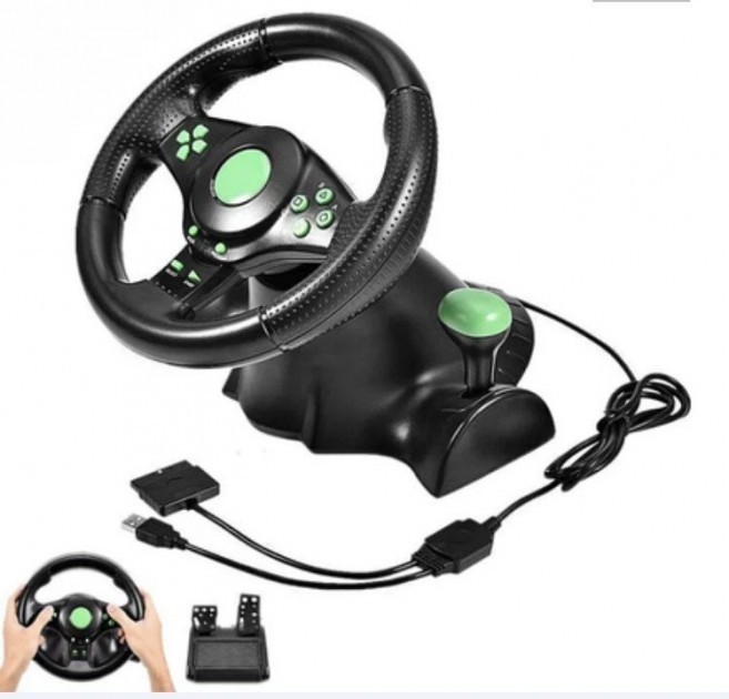 

Руль игровой с педалями Vibrating Wheel PS3 USB PC Игровой спортивный руль
