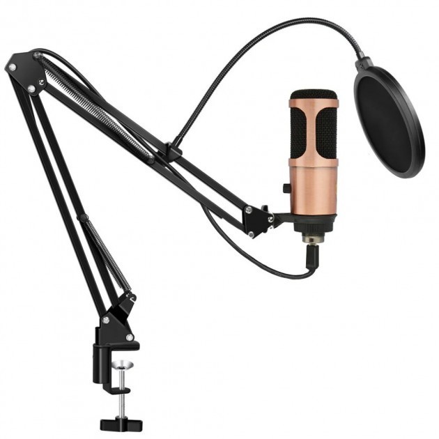 

Микрофон Студийный Music D.J. M-900 USB PRO-MIC Bronze со стойкой и поп-фильтром, подключение USB