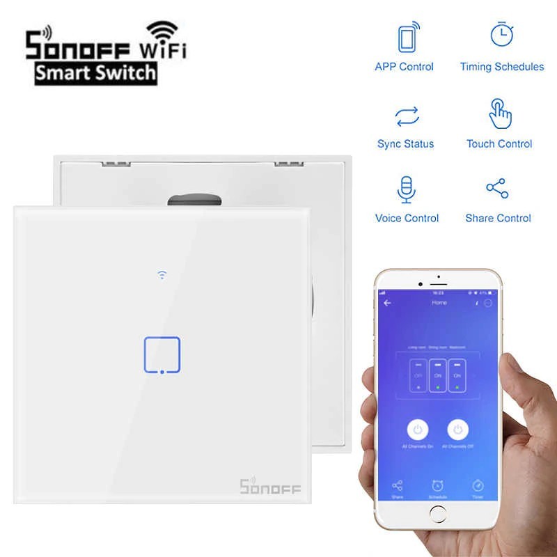 

Wi-Fi выключатель сенсорный Sonoff ТХ T2 один канал, белый