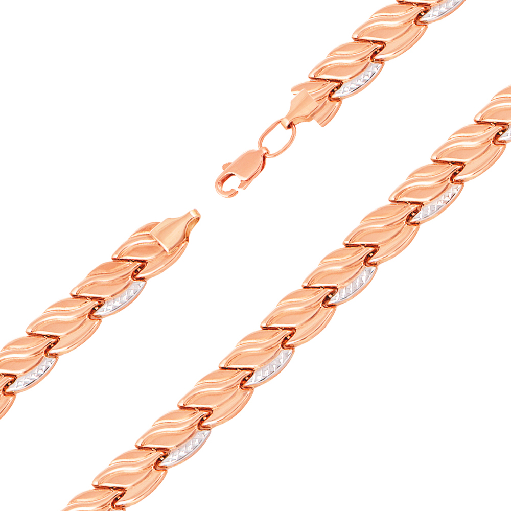 

Золотой браслет Листочки комбинированного цвета в ролексовом плетении 18 размера