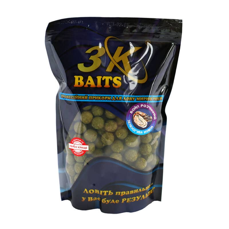 

Бойл 3KBaits растворимый пылящий Зеленогубая устрица 16мм 800г (3KB1210)