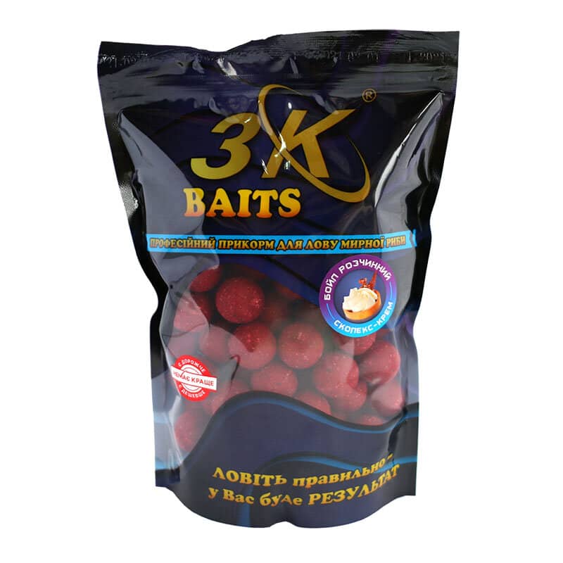 

Бойл 3KBaits растворимый пылящий Скопекс-крем 24мм 800г (3KB1224)
