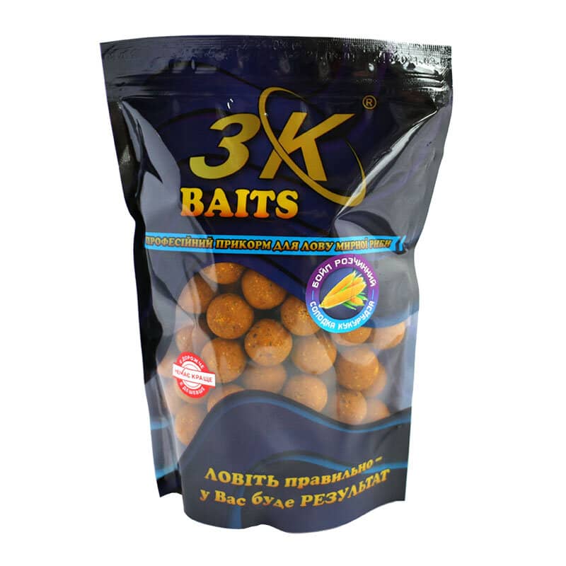 

Бойл 3KBaits растворимый пылящий Сладкая кукуруза 24мм 800г (3KB1225)