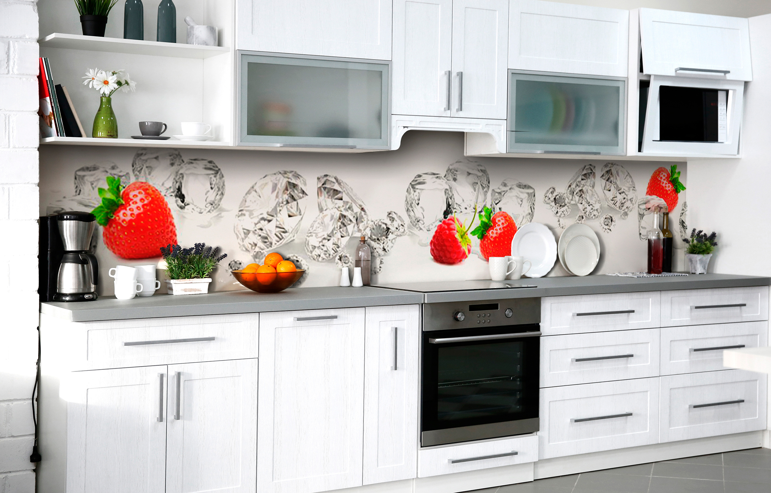 

Скинали на кухню Zatarga Клубничный алмаз 600х2500 мм