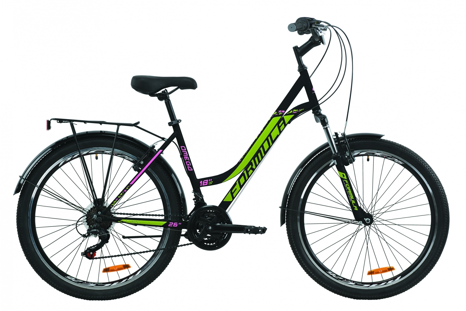 

Велосипед 26" Formula OMEGA 18" черно-зеленый с малиновым 2020
