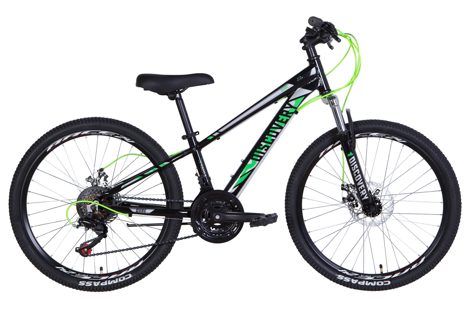 

Велосипед 24" Discovery QUBE AM DD черно-зеленый 2021