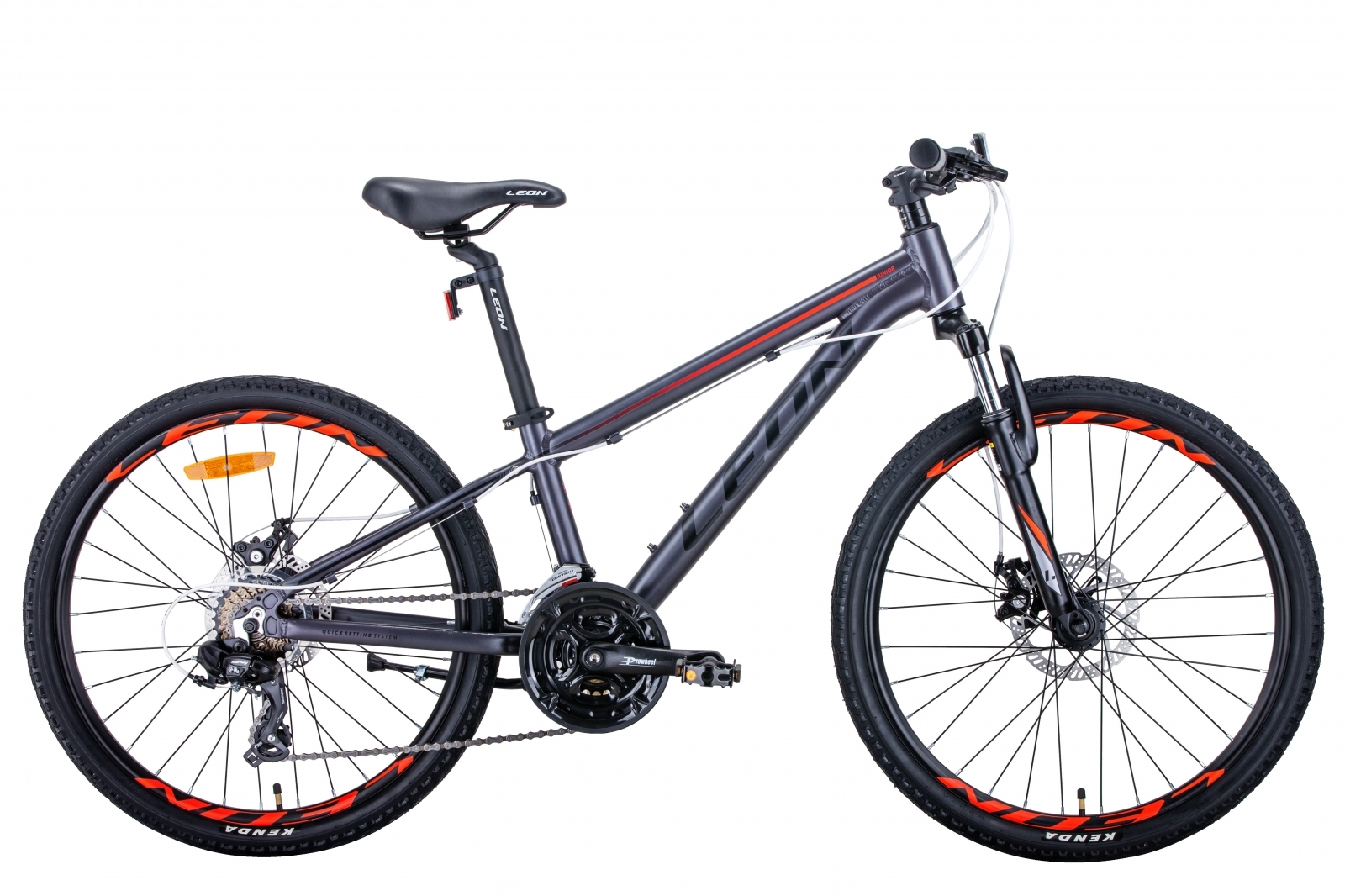

Велосипед 24" Leon JUNIOR AM DD антрацитовый с красным (м) 2021