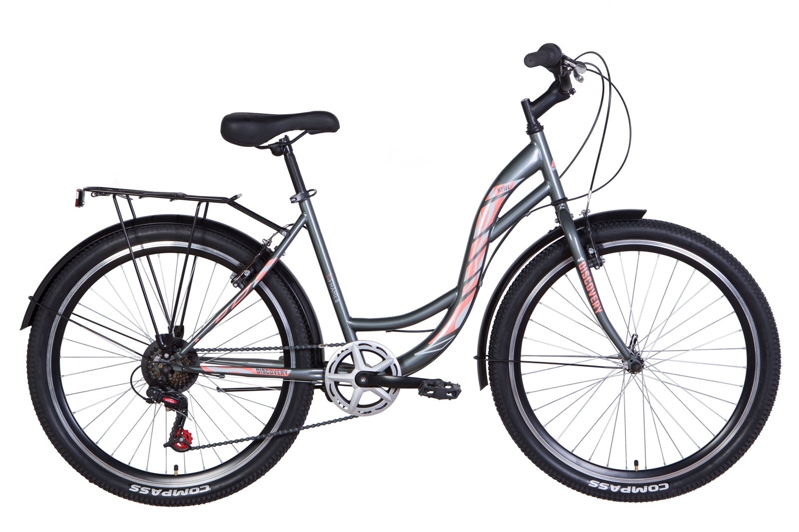 

Велосипед 26" Discovery KIWI антрацитовый с розовым 2021