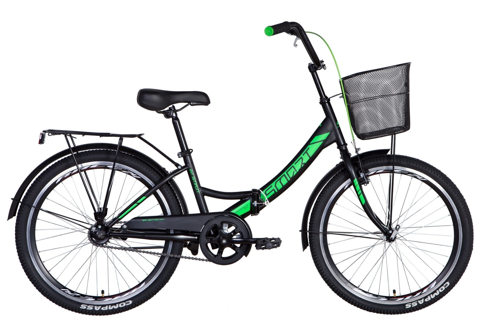 

Велосипед 24" Formula SMART черно-зеленый (м) с корзиной 2021