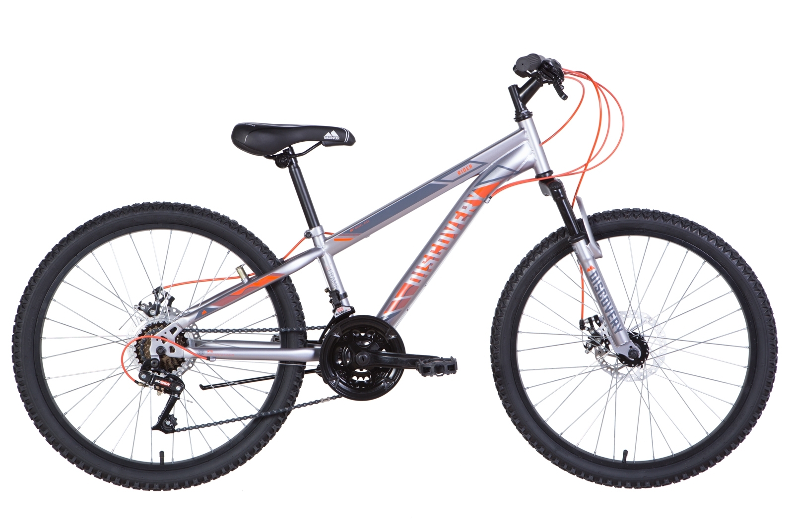 

Велосипед 24" Discovery RIDER DD серебристо-оранжевый (м) 2021