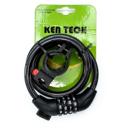 

Замок велосипедный Ken Tech FSK-102.705 Code 12mm x 1000mm Black (LCK-044)