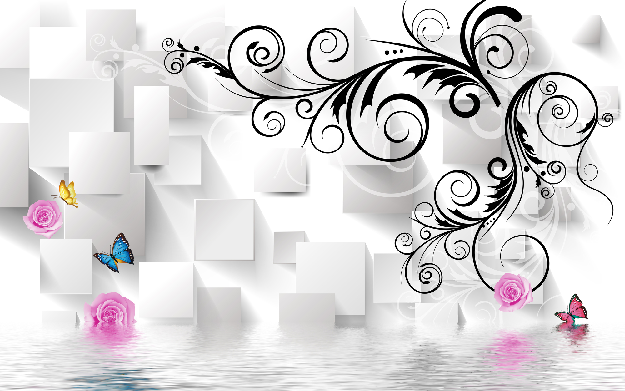 

Фотообои 3D '3d Квадраты' (3475) , Штукатурка