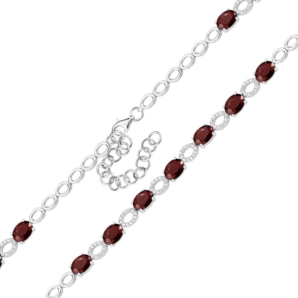 

Серебряный браслет с гранатами и фианитами 000140780 23.5 размера