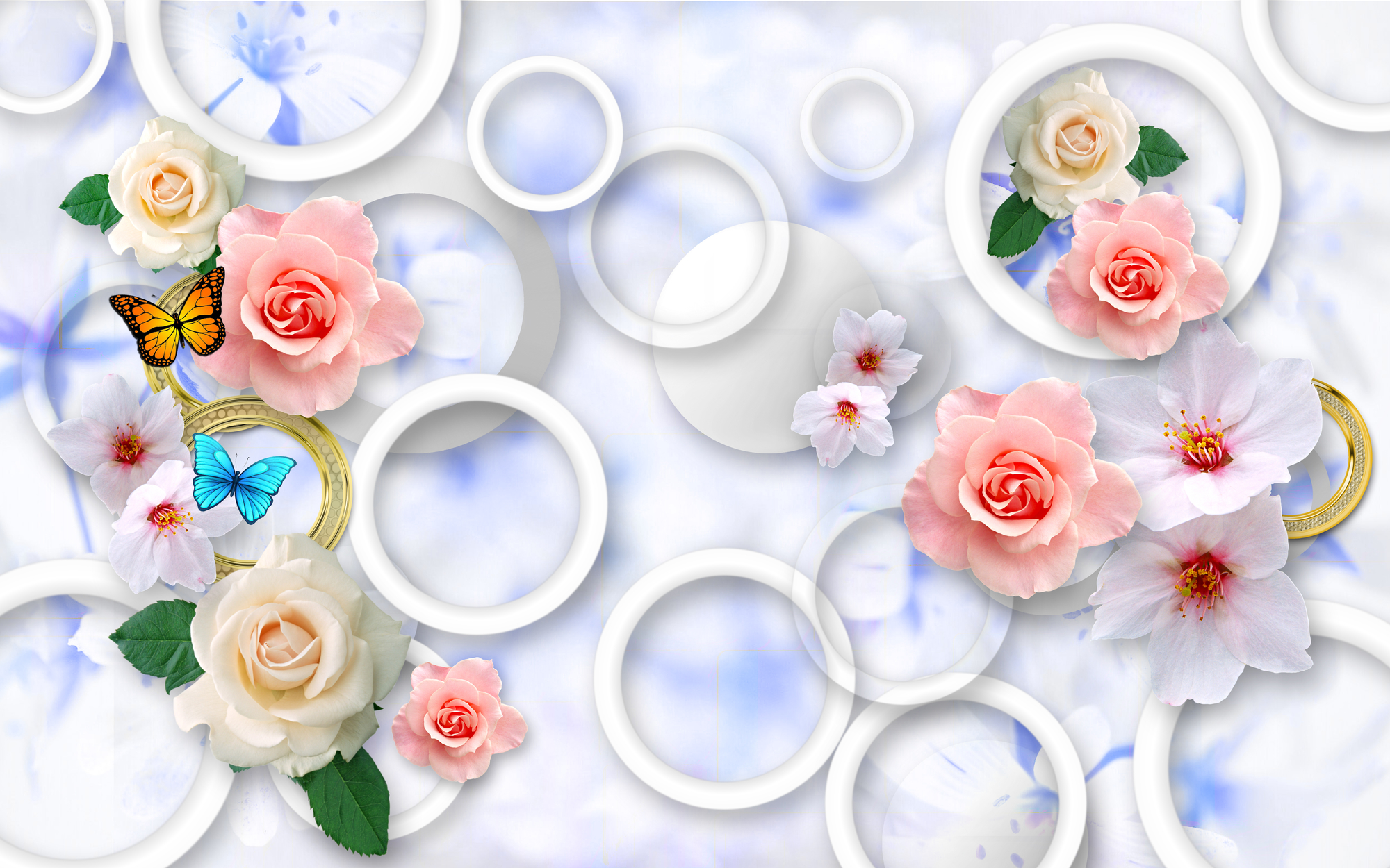 

Фотообои 3D 'Розы' (3474) , Мелкий песок