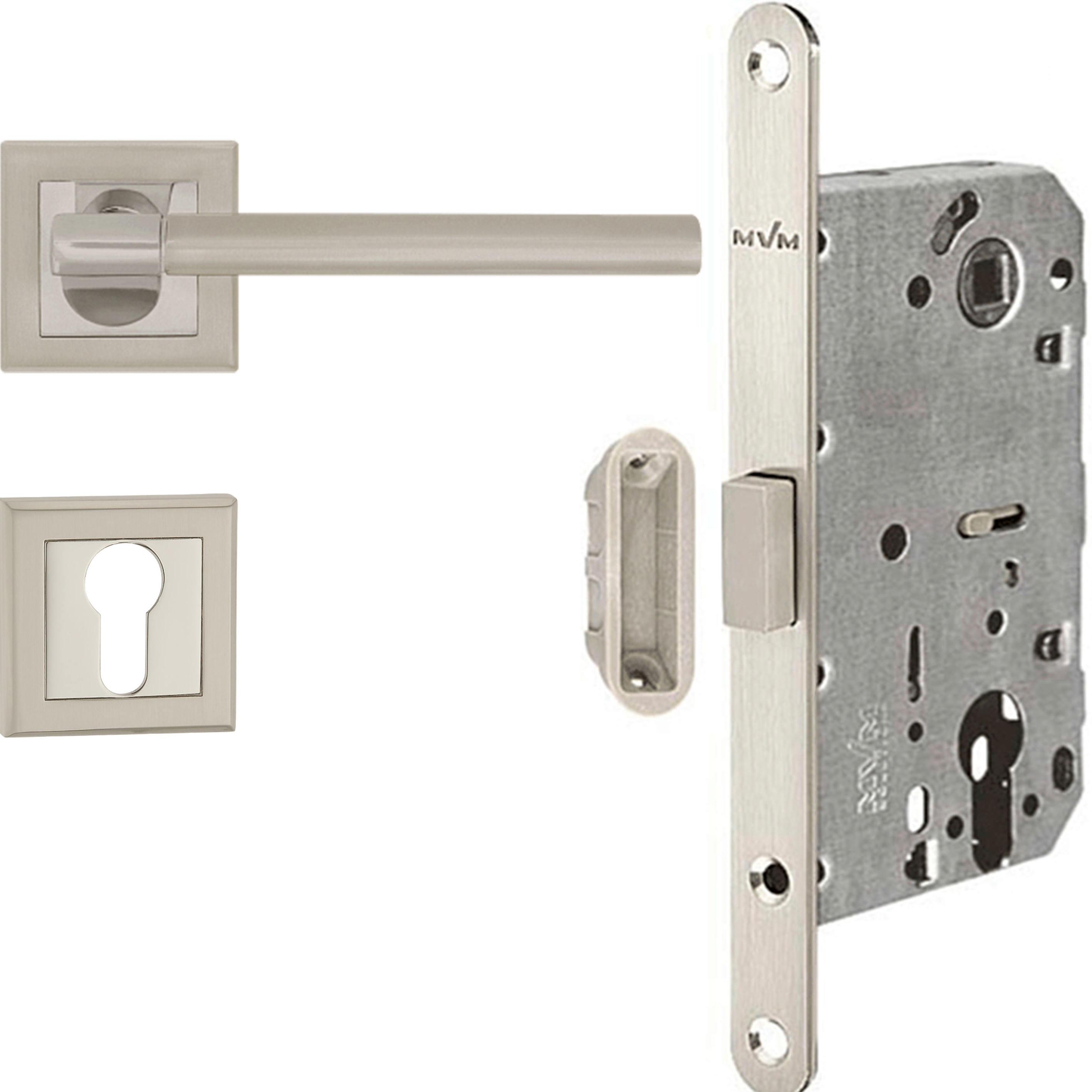 

Ручки комплект с магнитным механизмом замка Linde Hex Grotti SN/CP