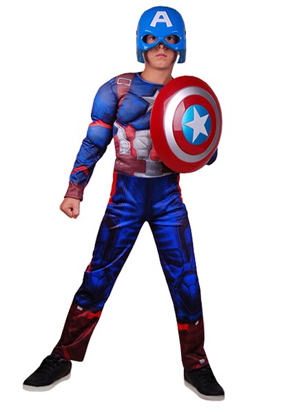 

Костюм "Капитан Америка" для мальчиков 8 лет (130-145 ) MH 002 синий цвет