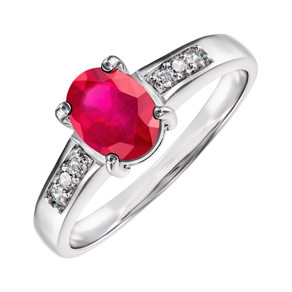 

Серебряное кольцо с рубином и фианитами 000145068 17.5 размера