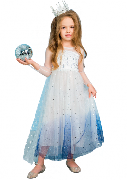 

Шикарное платье Снежной королевы-Эльзы 4 года (104 см) 3249-white белый цвет