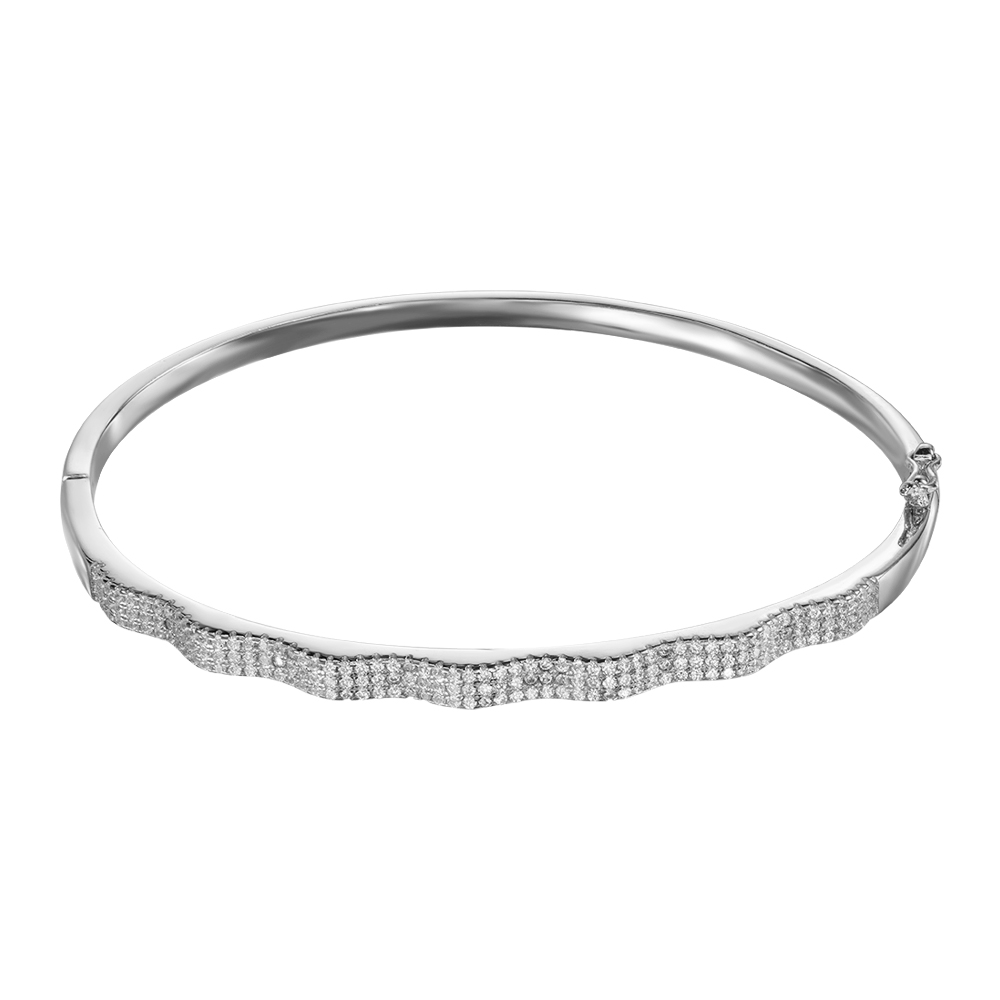 

Серебряный жесткий браслет с фианитами 000134638 б/р размера