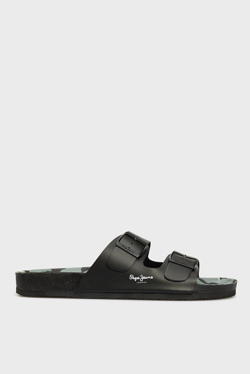 

Мужские черные кожаные слайдеры BIO BUCKLES LTH CAMO Pepe Jeans 42 PMS90083