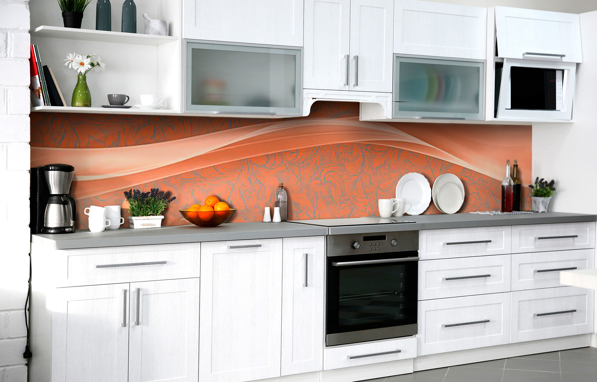 

Скинали на кухню Zatarga Кирпичные волны 600х2500 мм