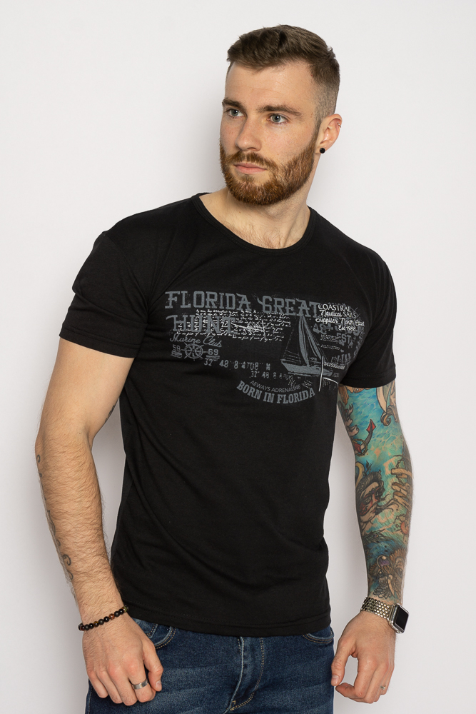 

Футболка с принтом на груди Time of Style 627F011 XXL Черный