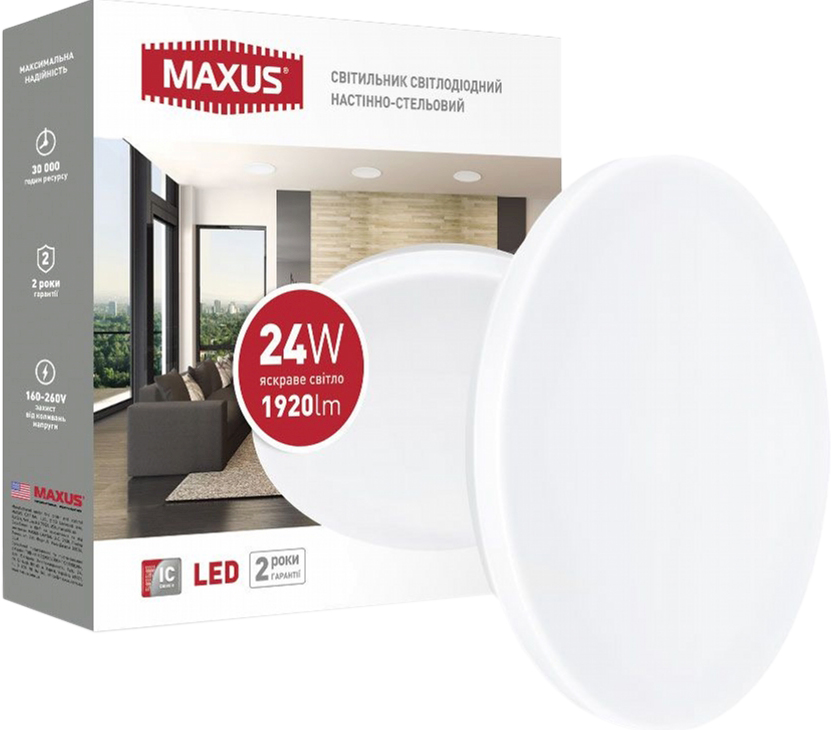 

Светильник настенно-потолочный Maxus Ceiling light 24W 4100K C (1-MCL-2441-01-C)