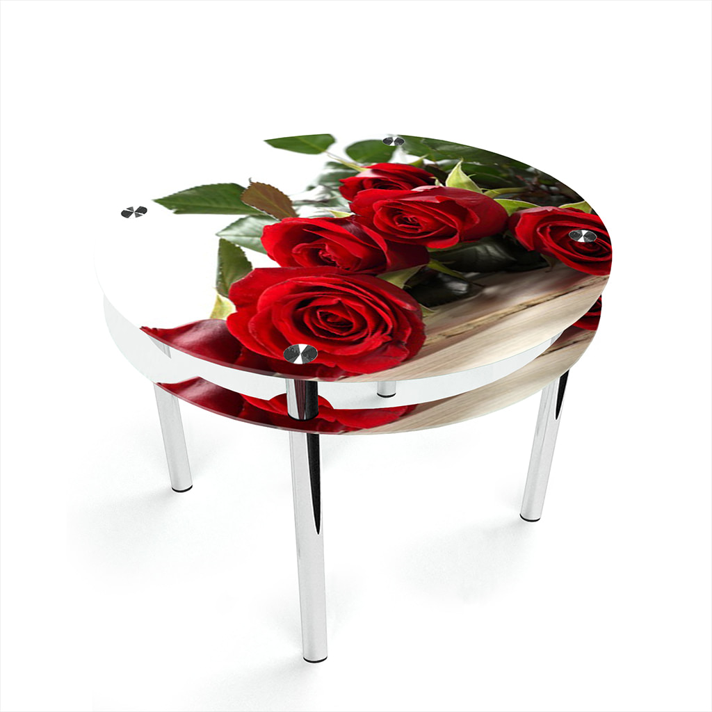 Стеклянный стол с розами на кухню