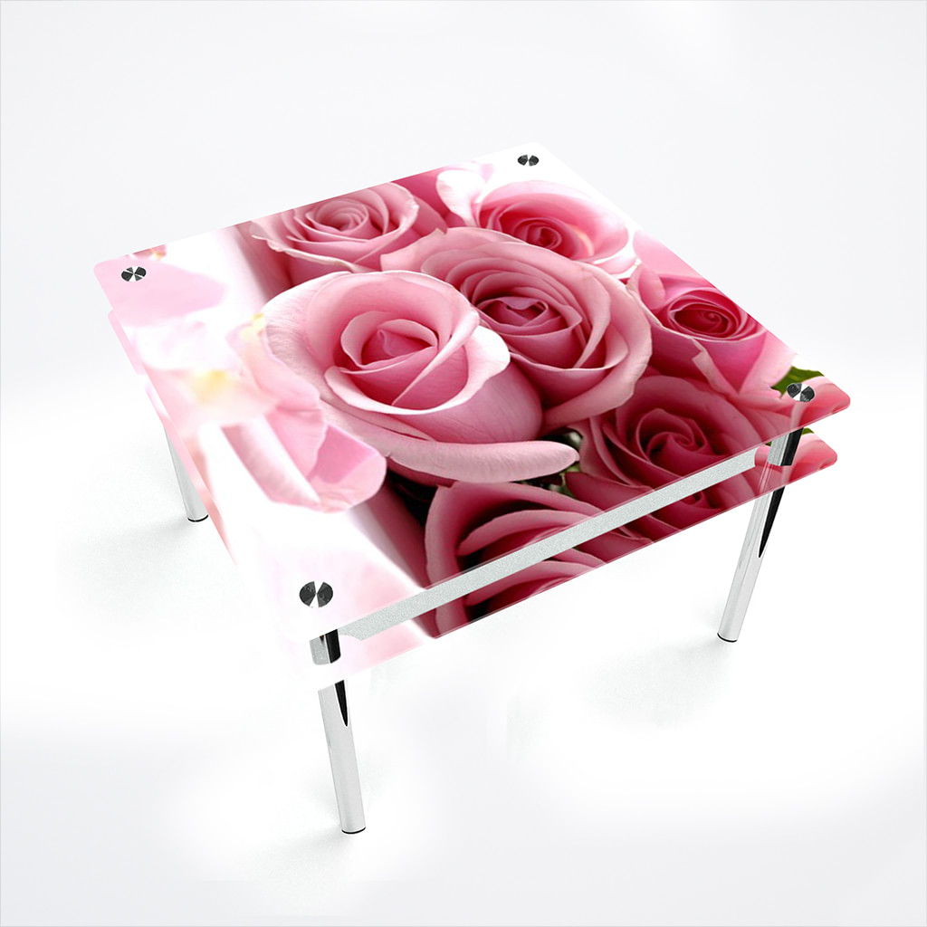 

Стіл БЦ-стіл Квадратний з проходить полицею Pink Roses Еко (700 x 700 x 750)