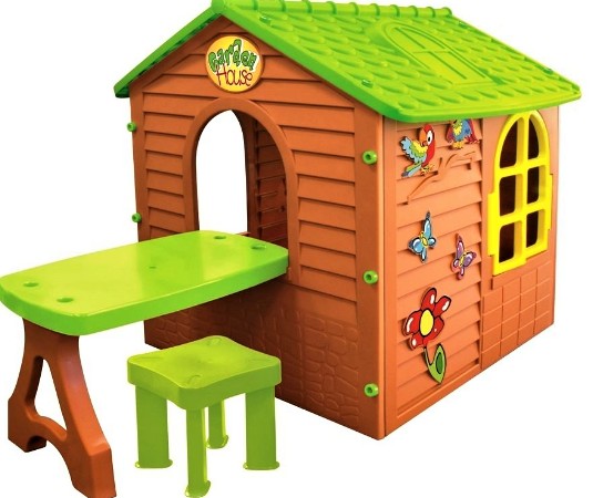 

Дитячий будиночок садовий ігровий пластиковий Mochtoys столик, стілець 11045