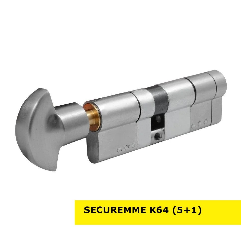 

Цилиндр замка SECUREMME K64 ключ-тумблер (мат хром) 90 мм (40+50Т)