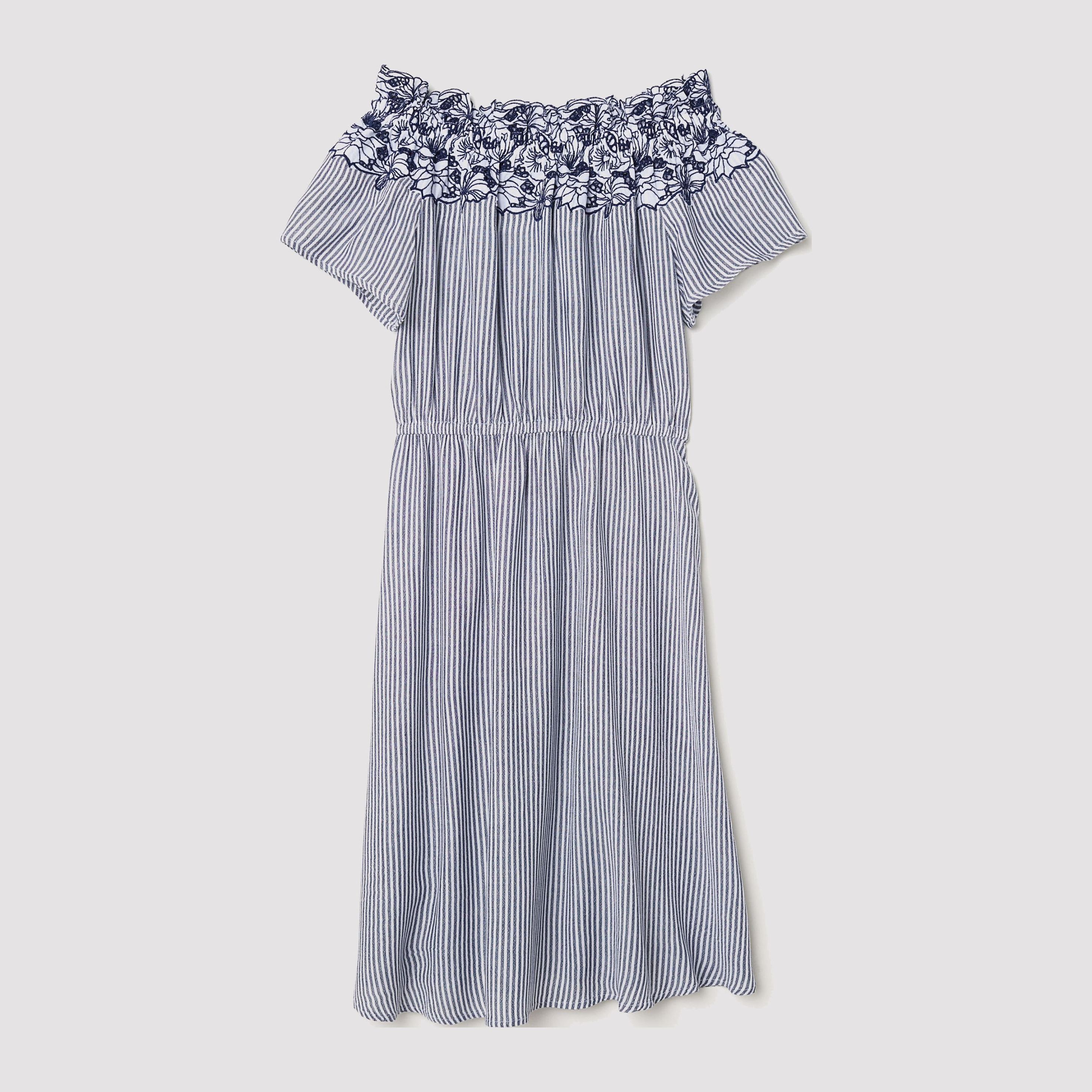 

Платье H&M 6218297-AAKA 38 Белое с синим