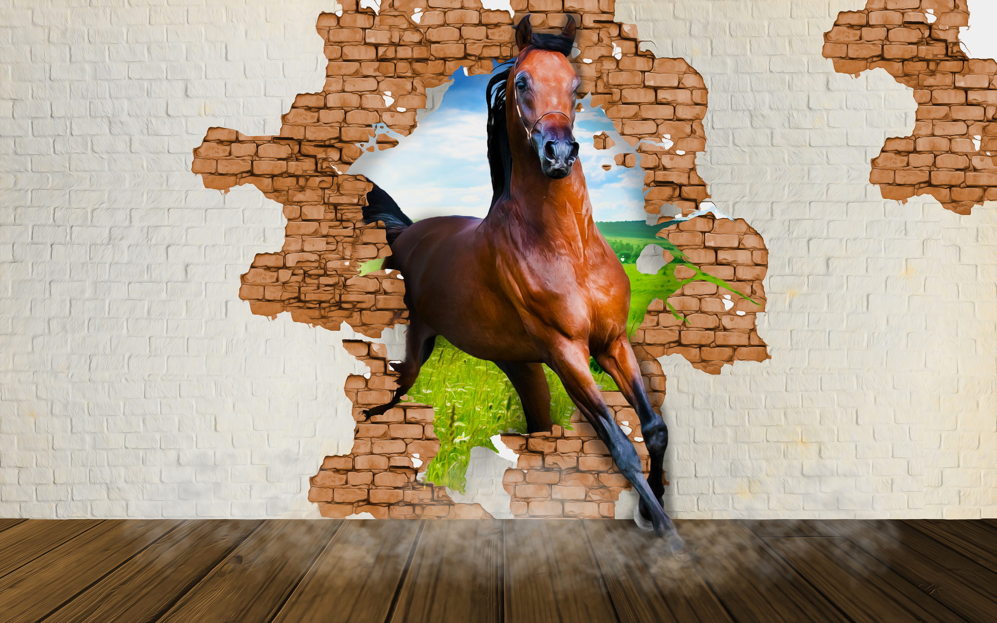 

Фотообои 3D '3D Лошадь' (3857) , Штукатурка