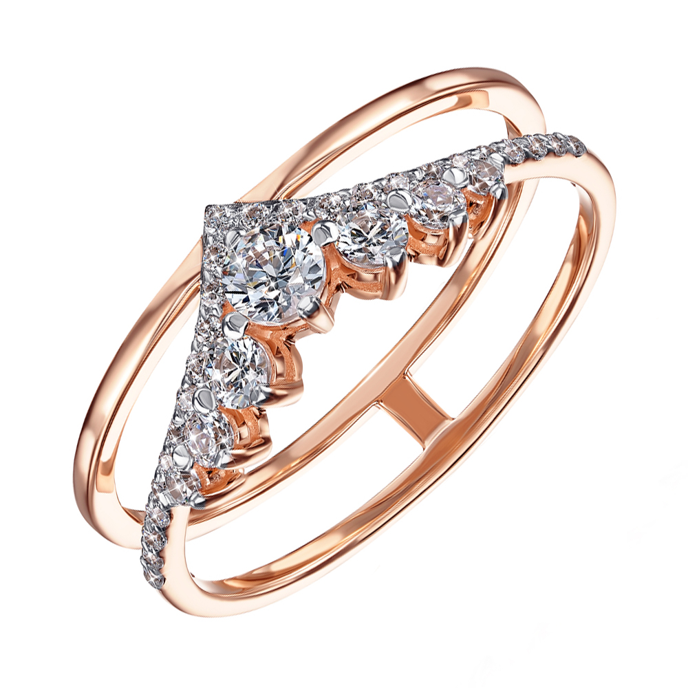 

Кольцо из красного золота с кристаллами Swarovski и родированием 000137499 18.5 размера