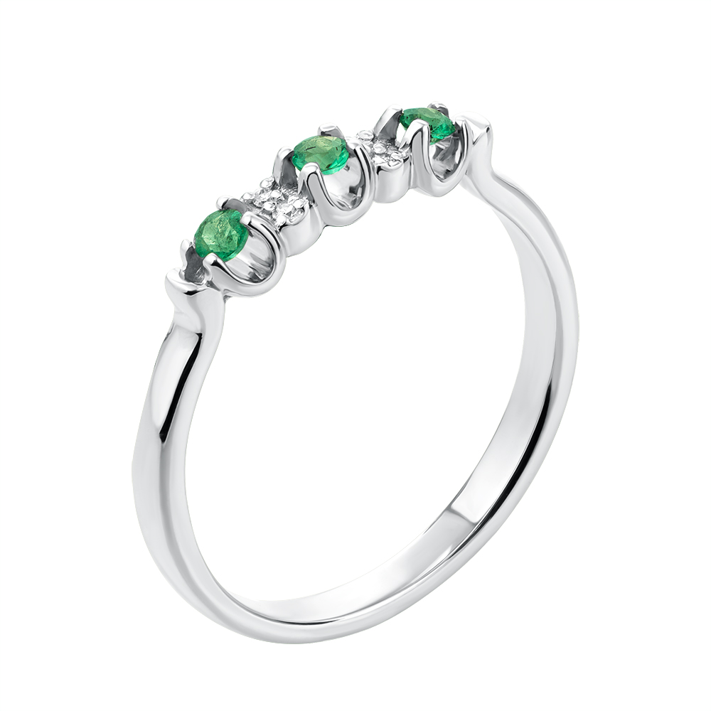 

Кольцо из белого золота с изумрудами и бриллиантами 000134398 17.5 размера