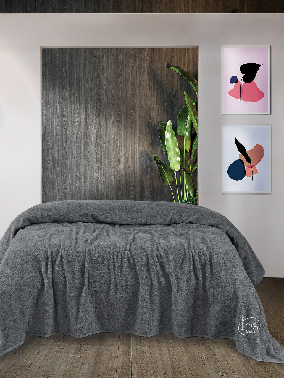 

Простынь Iris Home махровая - Orta gri 155*220