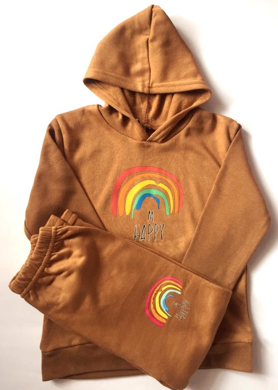 

Детский теплый костюм на флисе 96 см коричневый Rainbow