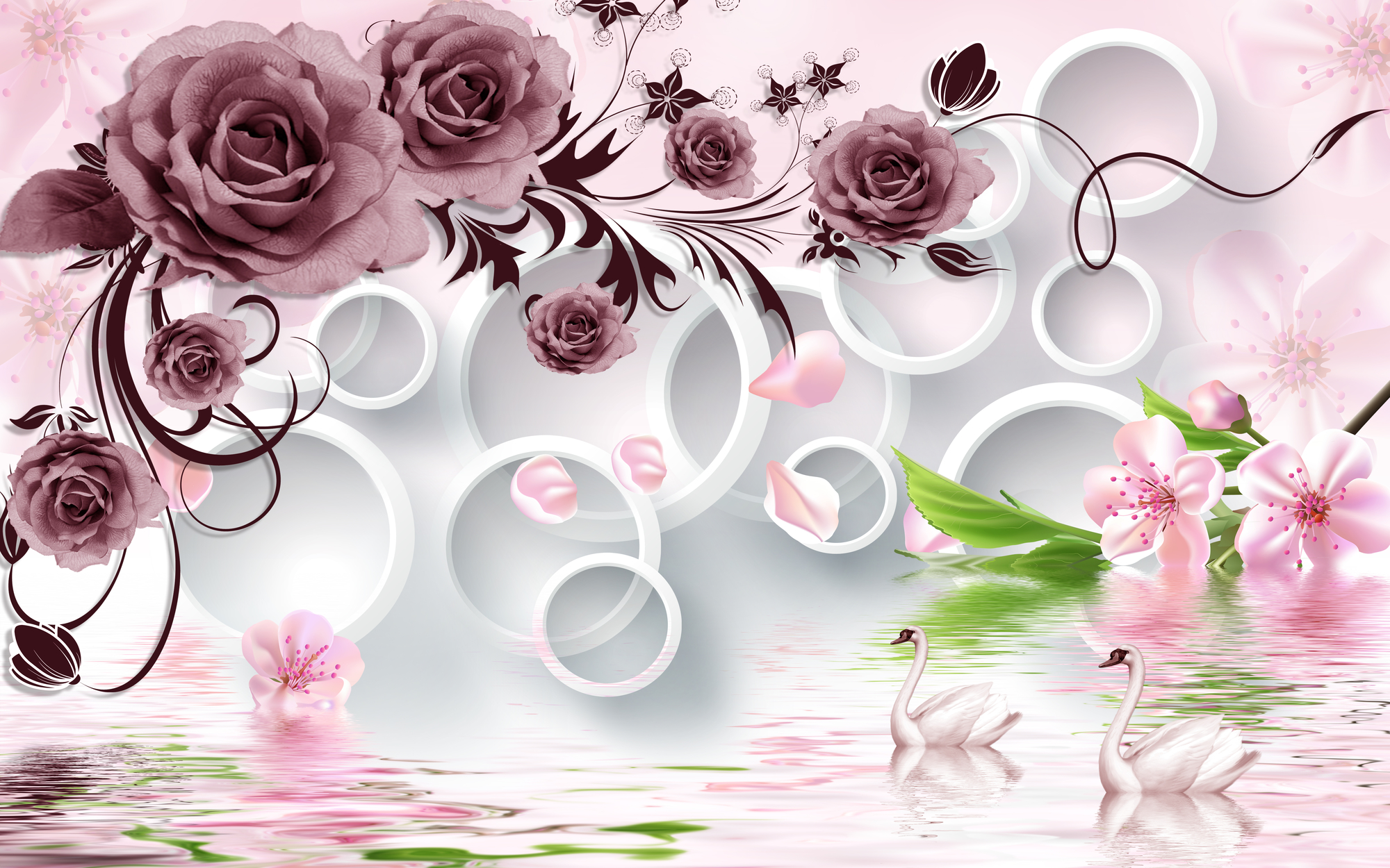 

Фотообои 3D '3D Розы' (3468) , Живопись