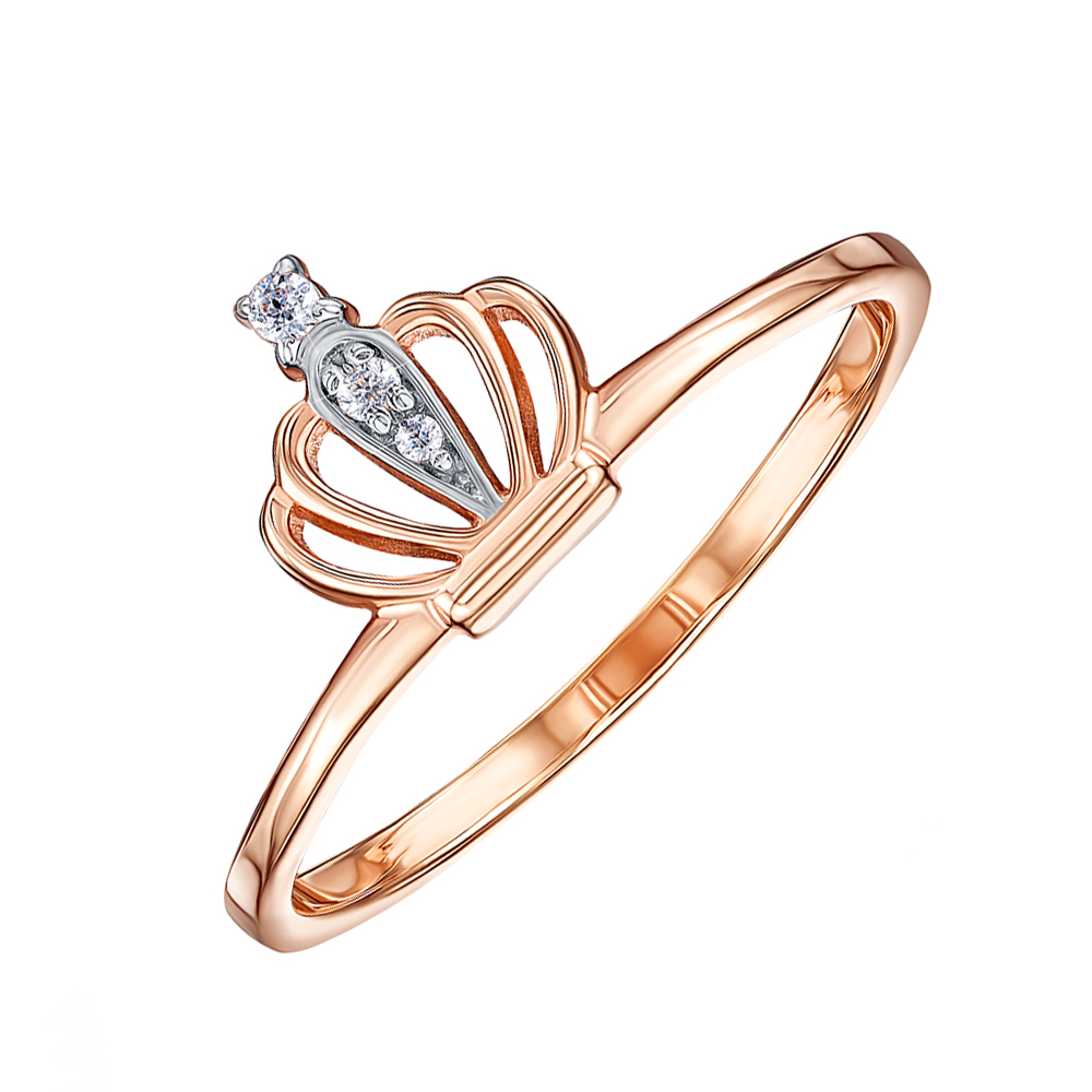 

Кольцо-корона из красного золота с фианитами 000119394 16 размера