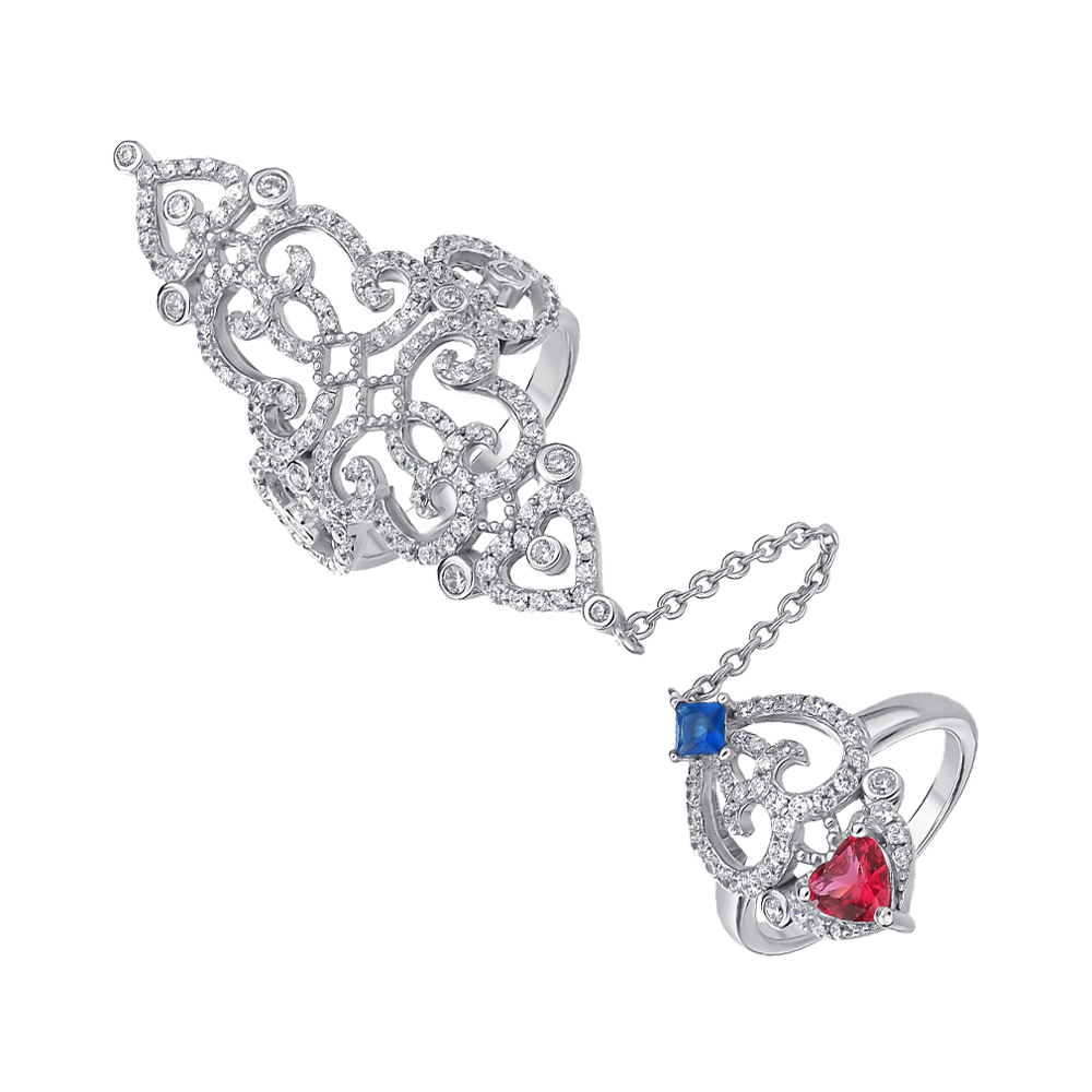 

Серебряное двойное кольцо с фианитами 000145384 17.5 размера