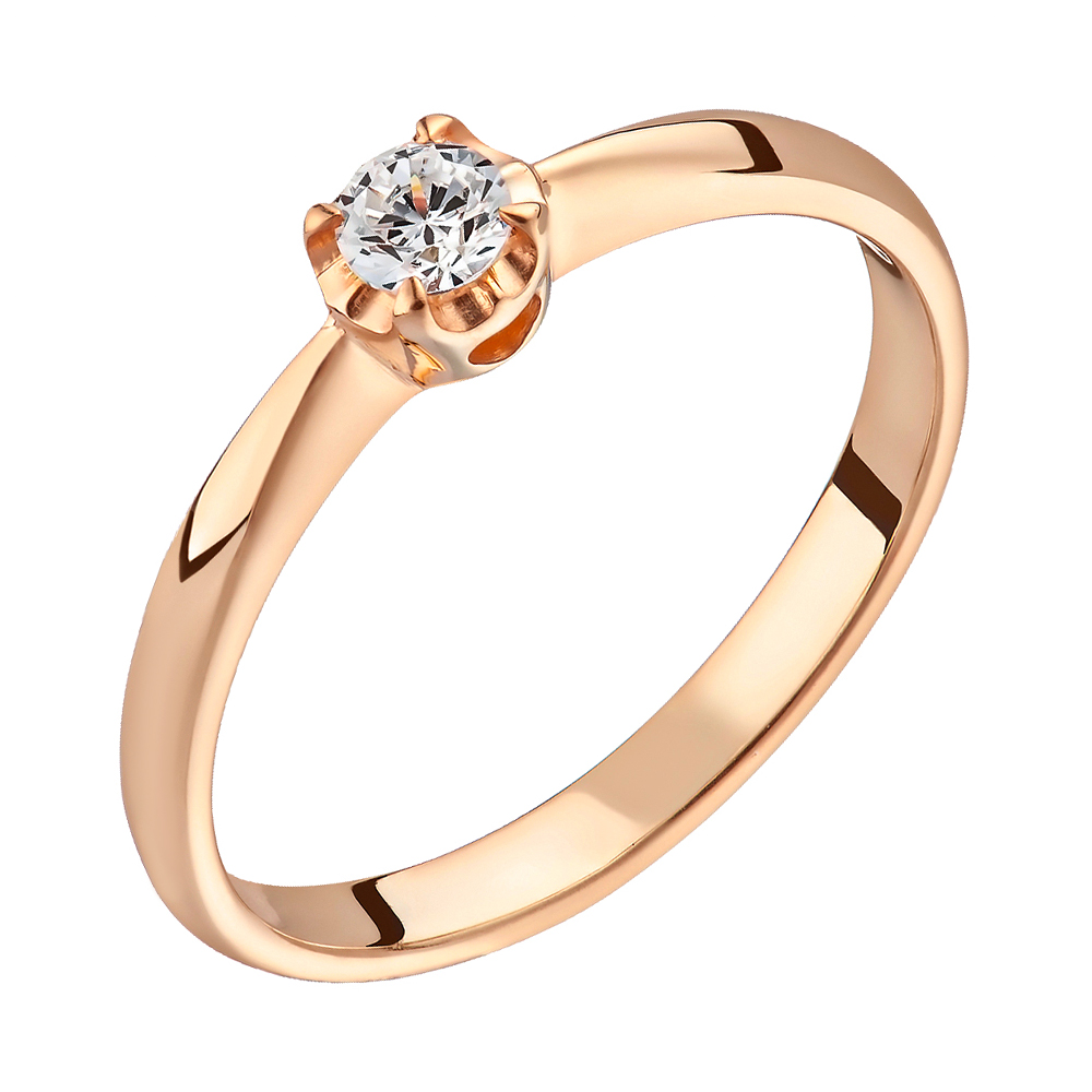 

Помолвочное кольцо из красного золота с бриллиантом 0,07ct 000034684 17 размера