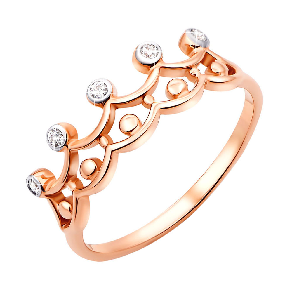 

Кольцо-корона из красного золота с фианитами 000123220 16.5 размера