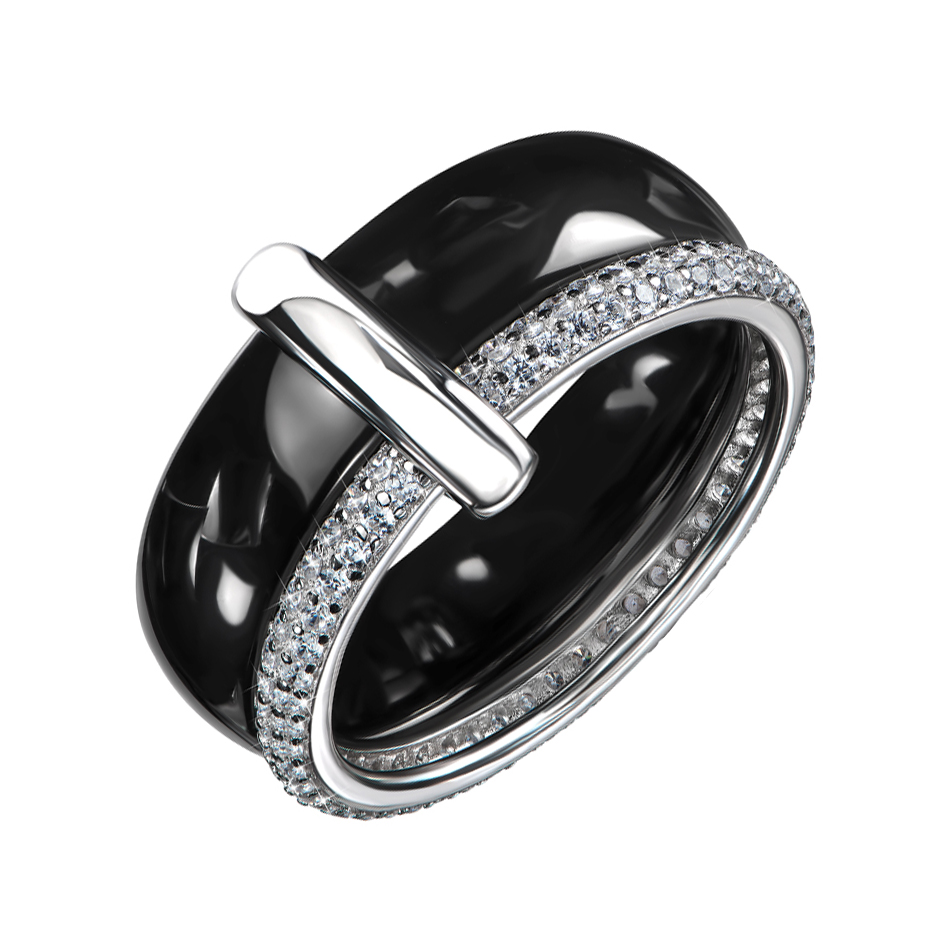 

Кольцо из серебра и керамики с фианитами 000133269 18.5 размера