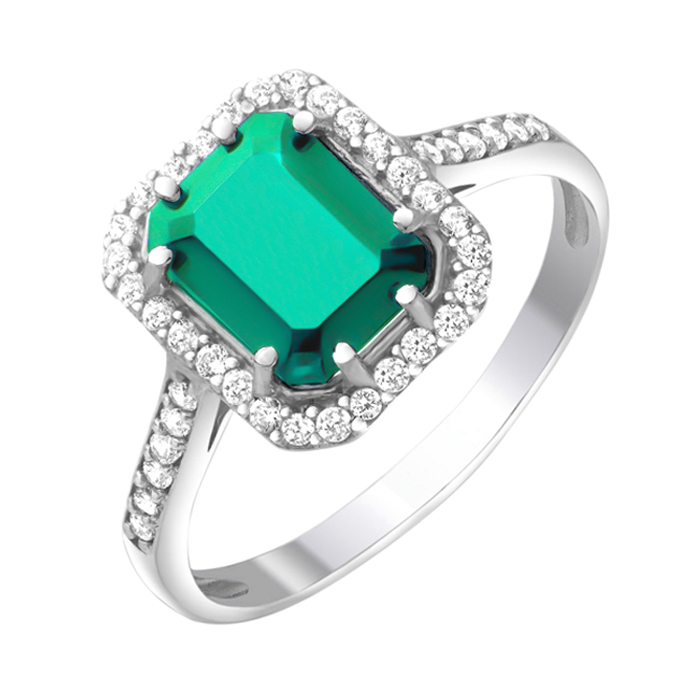 

Серебряное кольцо с агатом и фианитами 000129357 16.5 размера
