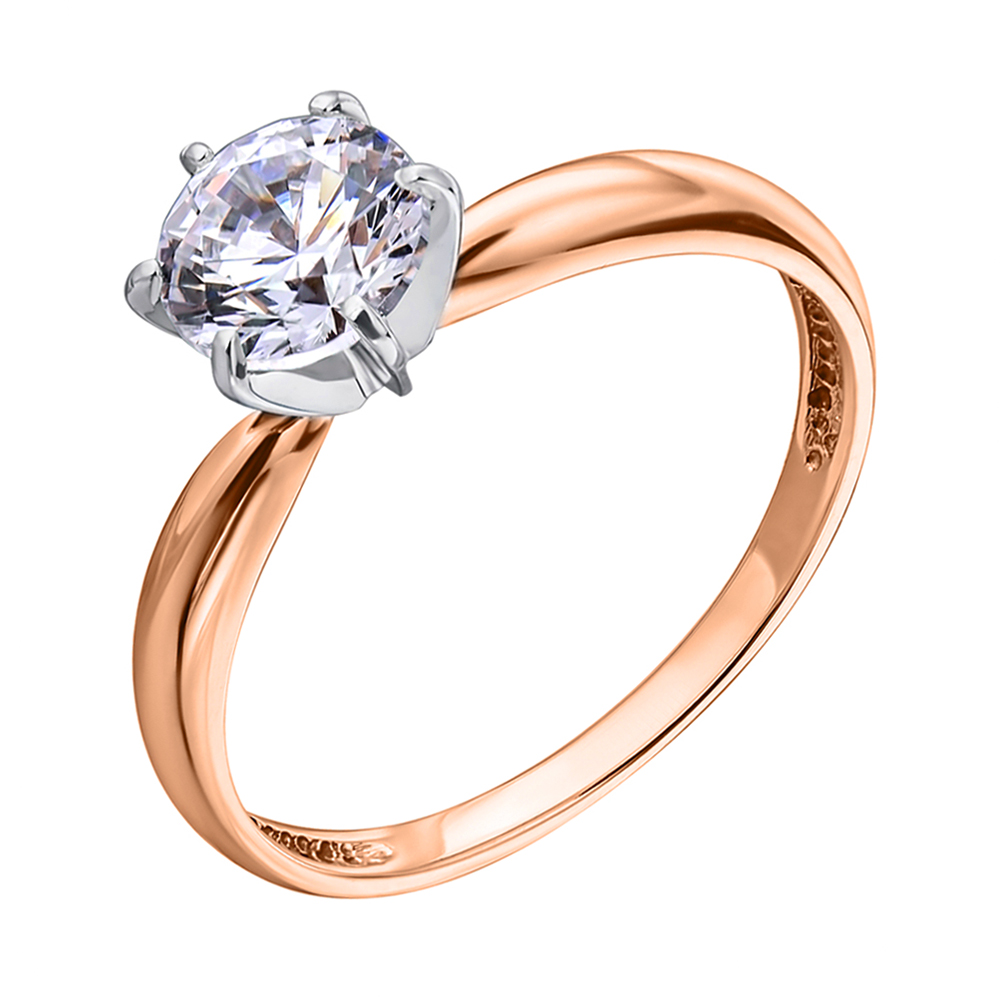 

Помолвочное кольцо из красного золота с цирконием Swarovski 000036632 17.5 размера