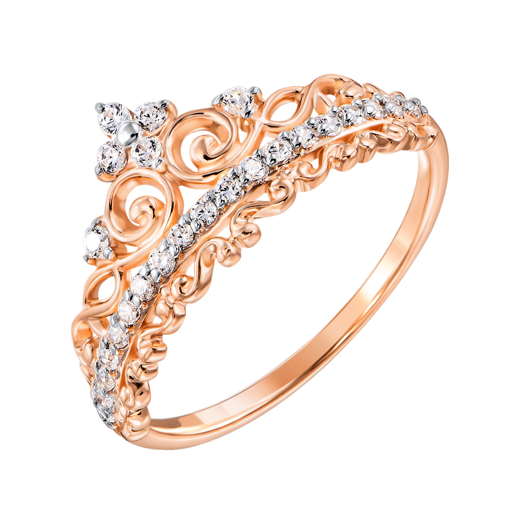 

Кольцо-корона из красного золота с фианитами 000130327 18.5 размера