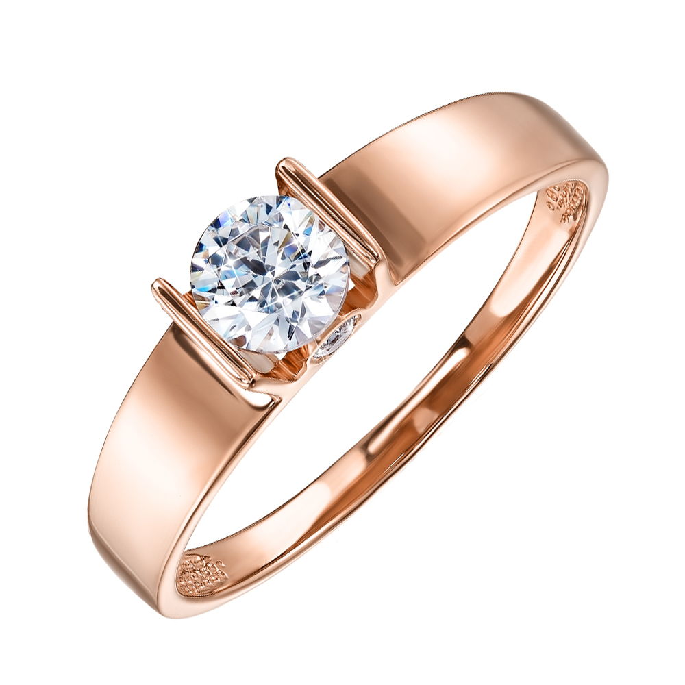 

Помолвочное кольцо из красного золота с цирконием Swarovski 000122747 18 размера